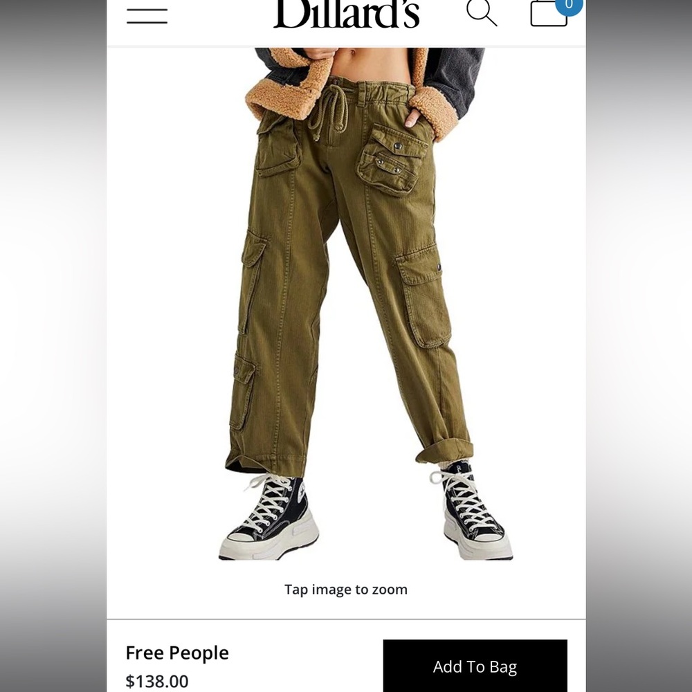 Free People Tahiti Low Rise Cargo Pant